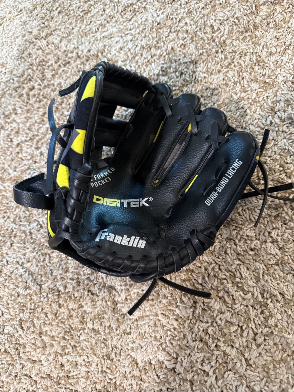 DIGITEK Franklin Kids Black and Yellow Baseball Glove